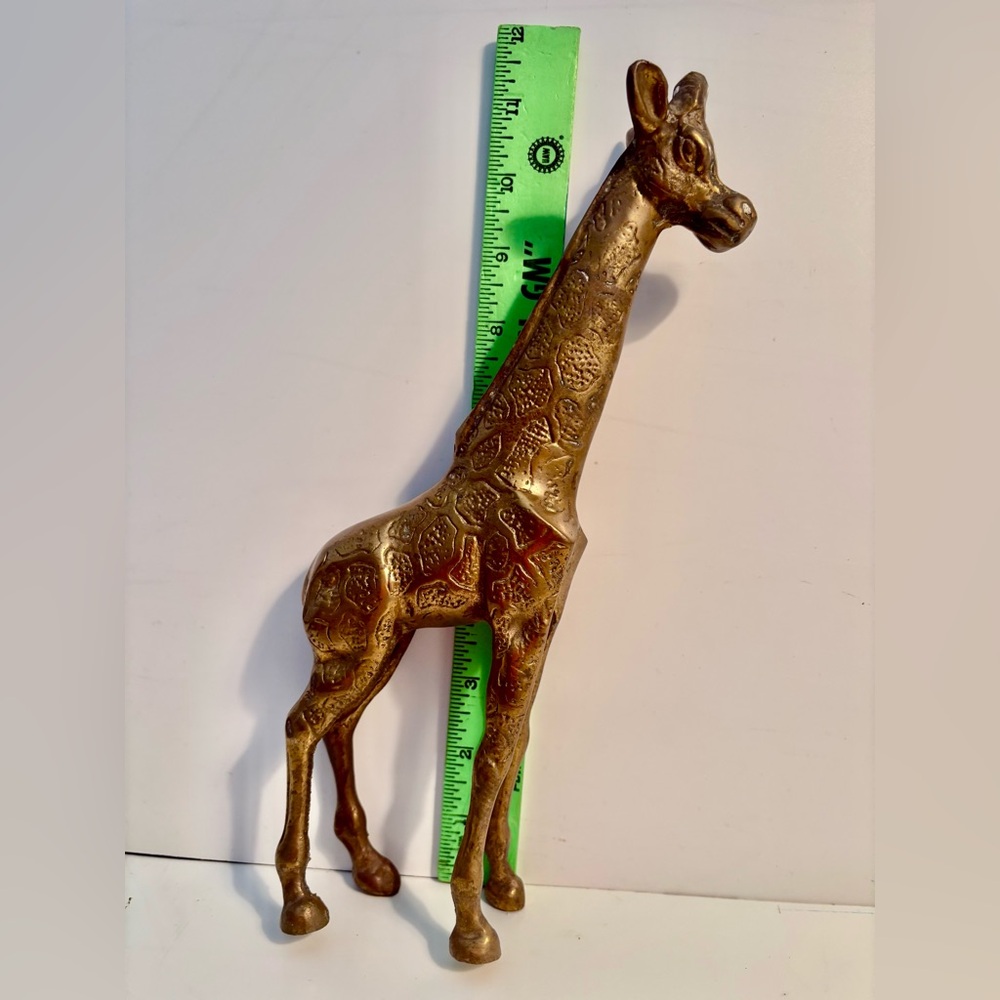 Vintage Solid Brass Giraffe Sculpture